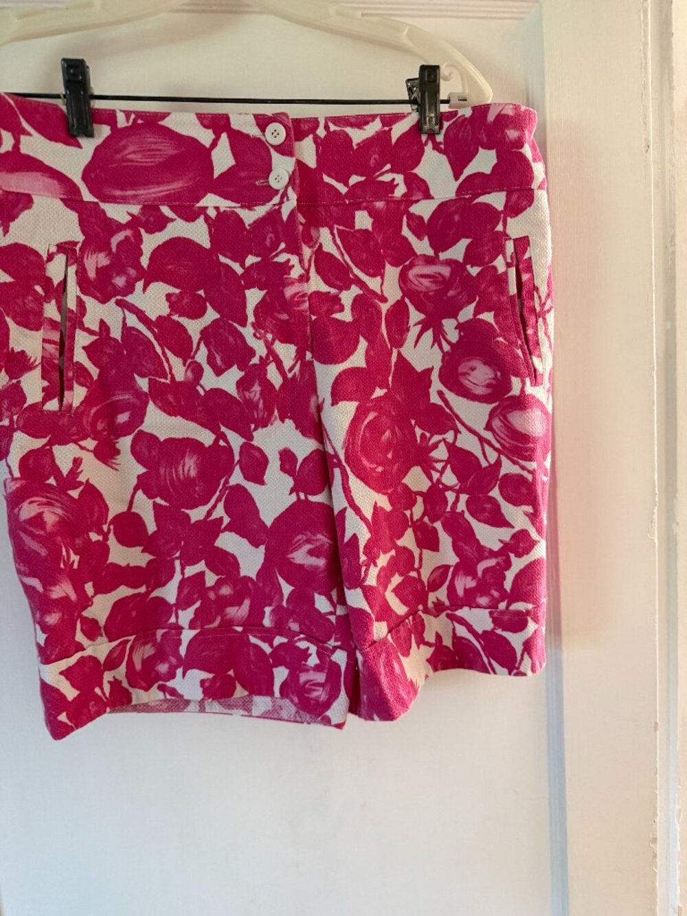 Womens' Pink and White Shorts  Bermuda Size